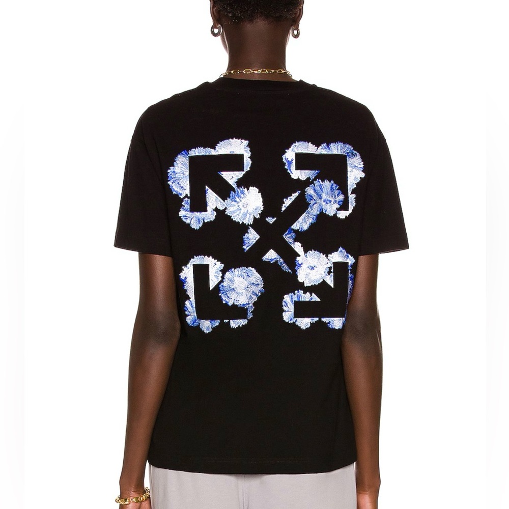 Off-White Embroidered Floral Arrow Tee